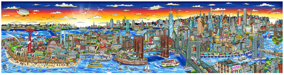 Charles Fazzino 3D Art Charles Fazzino 3D Art Sunset over Manhattan Island (DX)